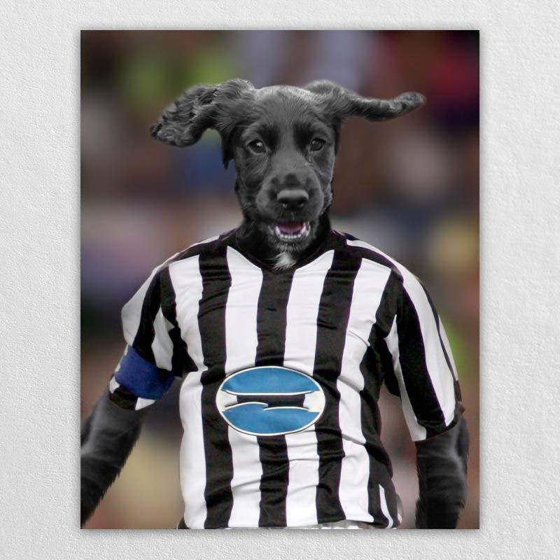 Painting Of Your Dog Or Cat Ready For A Soccer Match