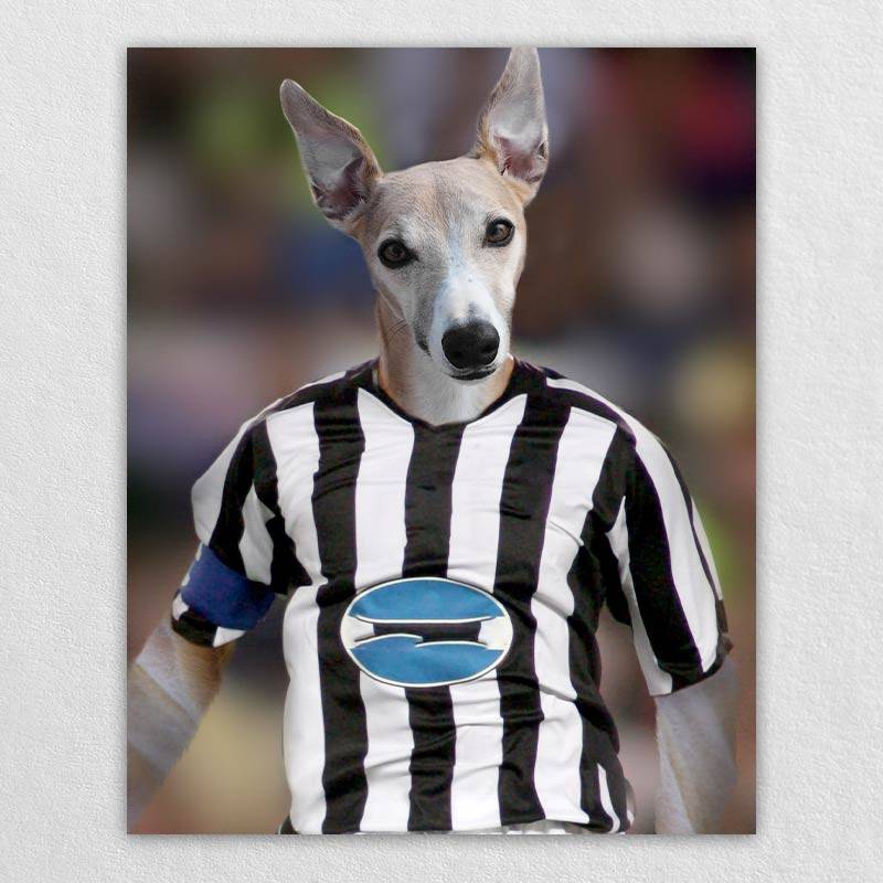 Painting Of Your Dog Or Cat Ready For A Soccer Match