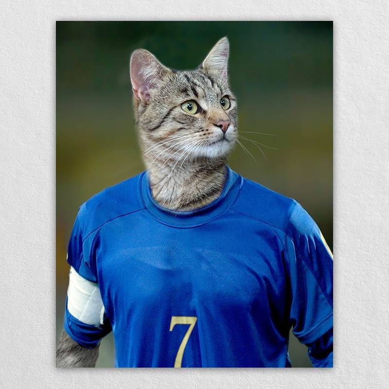 The Optimistic Soccer Player Dog Or Cat Portrait Art