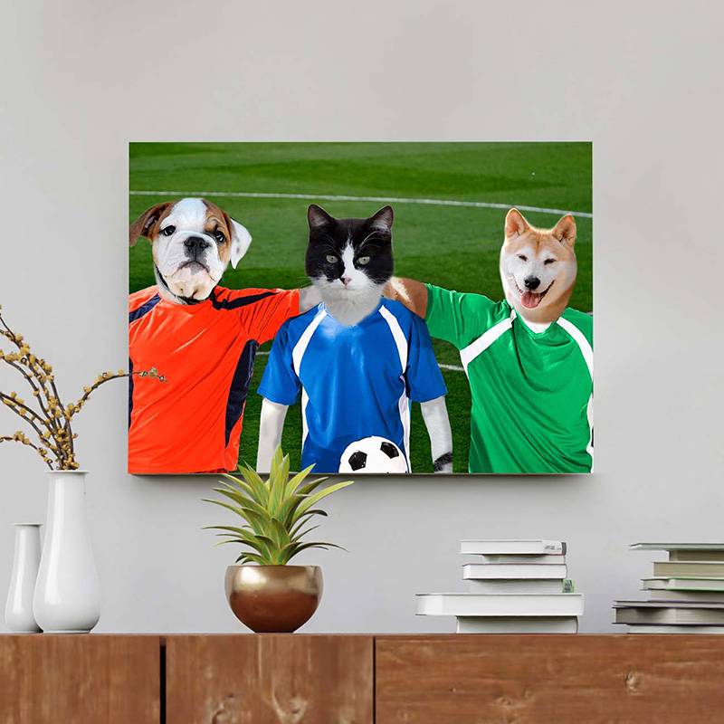 The Soccer Stars On The Green Cat And Dog Art Print