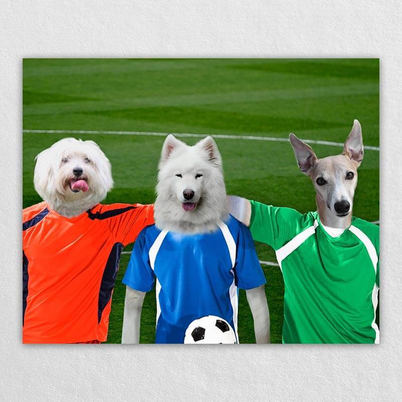 The Soccer Stars On The Green Cat And Dog Art Print