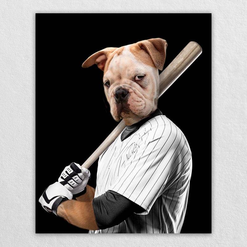 Baseball Player Custom Dog Portraits Pet Portrait