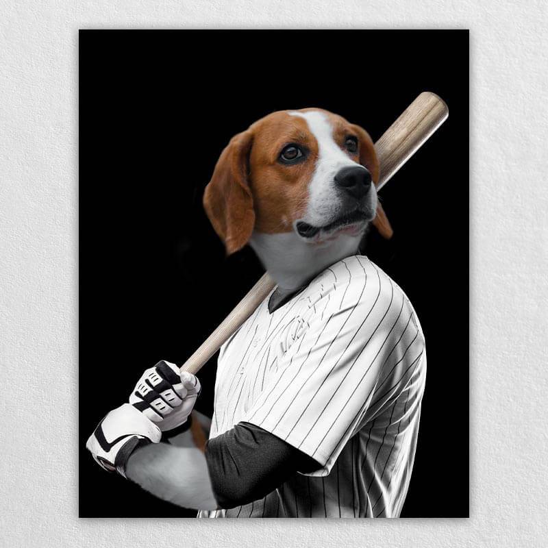 Baseball Player Custom Dog Portraits Pet Portrait