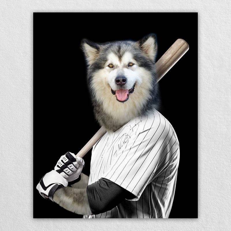 Baseball Player Custom Dog Portraits Pet Portrait