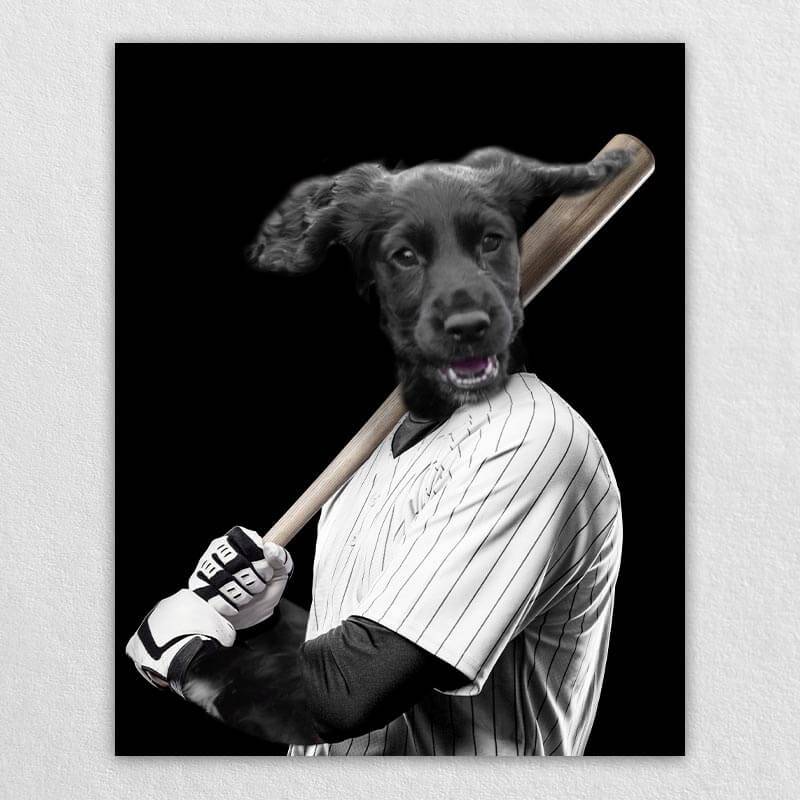 Baseball Player Custom Dog Portraits Pet Portrait