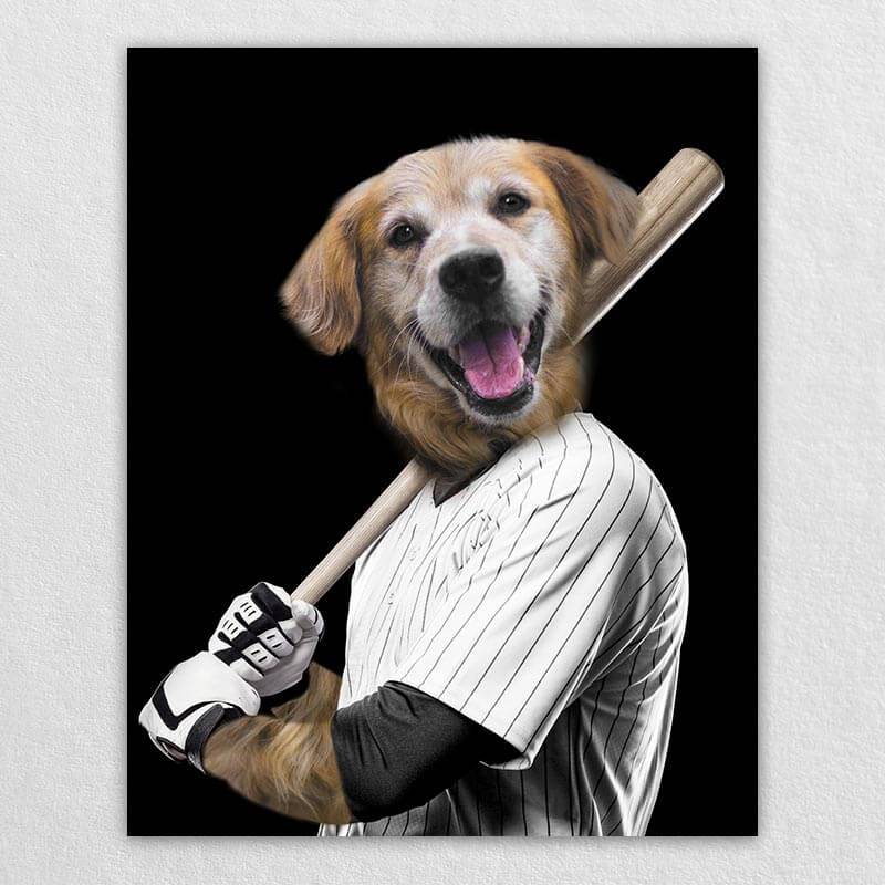 Baseball Player Custom Dog Portraits Pet Portrait