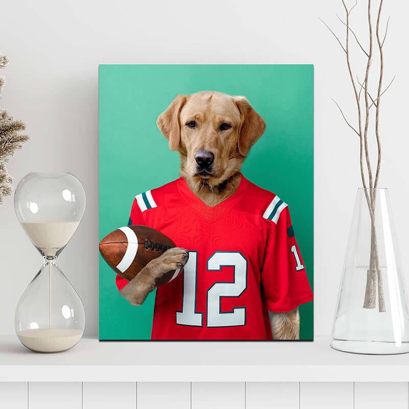 Footballer Pet Memorial Portraits Dog Portrait Gift