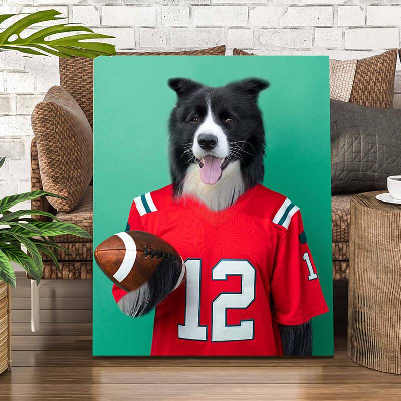 Footballer Pet Memorial Portraits Dog Portrait Gift