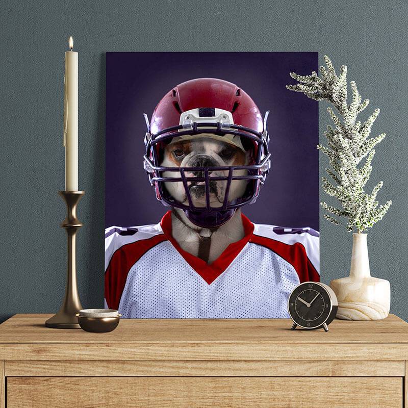 Football Player Pet Dog Painting Custom Cat Painting