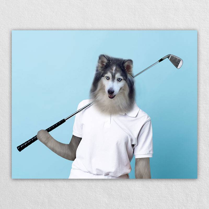 Play Golf Cute Pet Art Dog Prints On Canvas