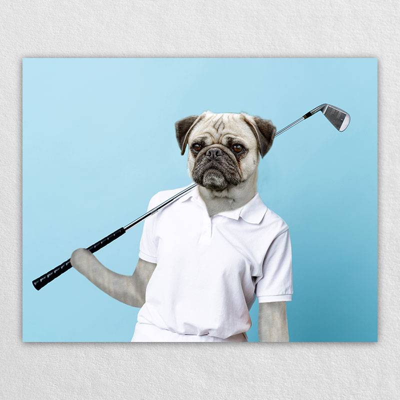 Play Golf Cute Pet Art Dog Prints On Canvas