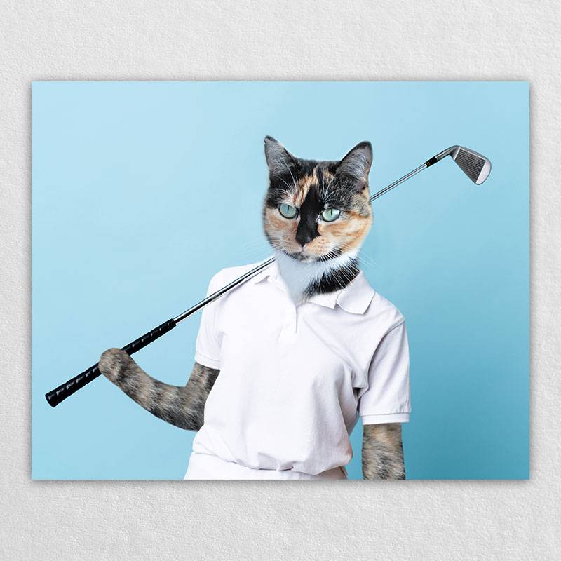 Play Golf Cute Pet Art Dog Prints On Canvas