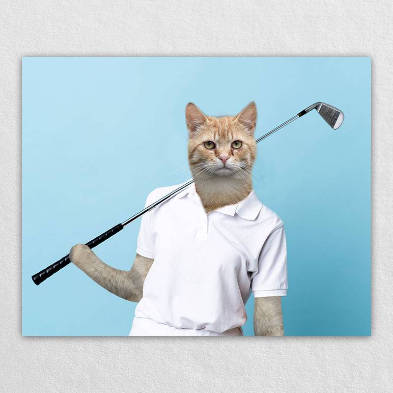 Play Golf Cute Pet Art Dog Prints On Canvas