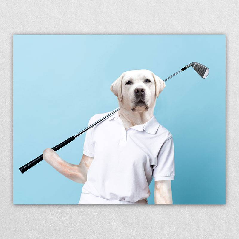 Play Golf Cute Pet Art Dog Prints On Canvas