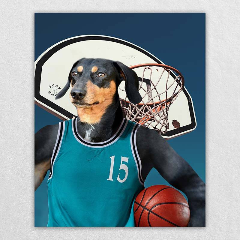 Basketball Players Art Pet Dog Portraits Funny