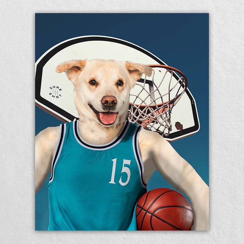 Basketball Players Art Pet Dog Portraits Funny