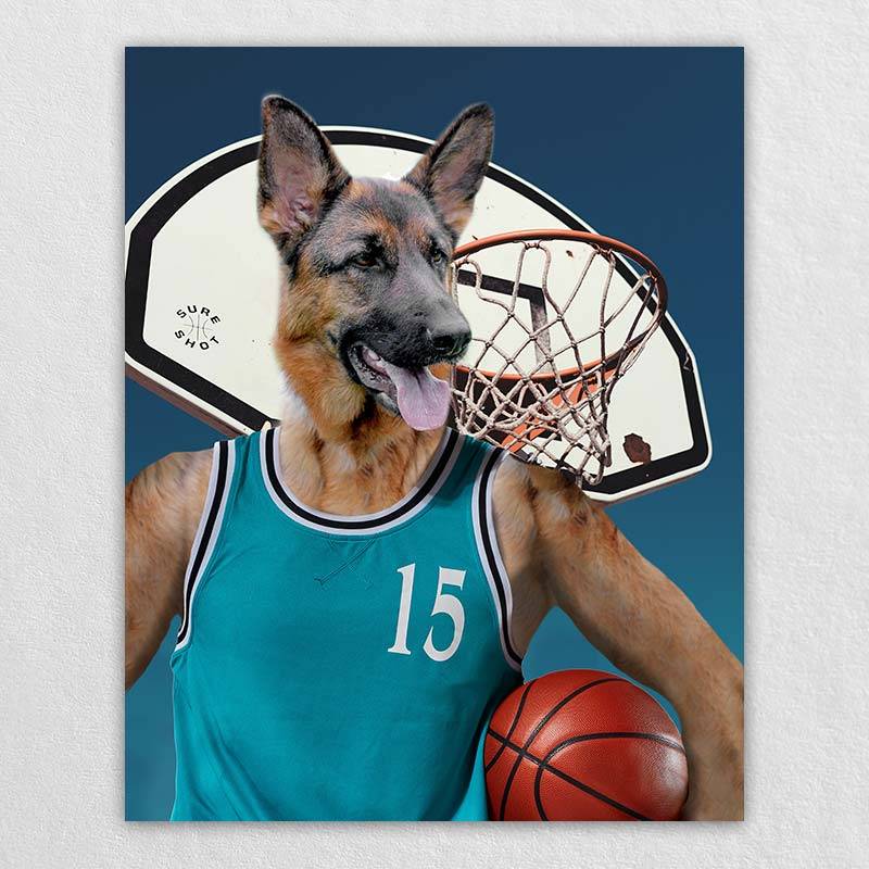 Basketball Players Art Pet Dog Portraits Funny