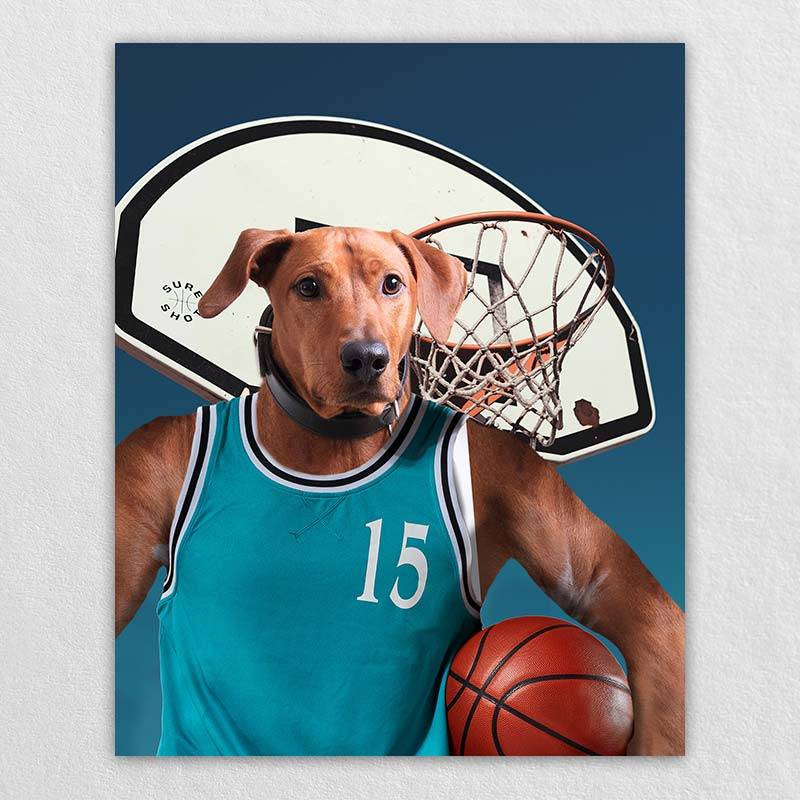 Basketball Players Art Pet Dog Portraits Funny