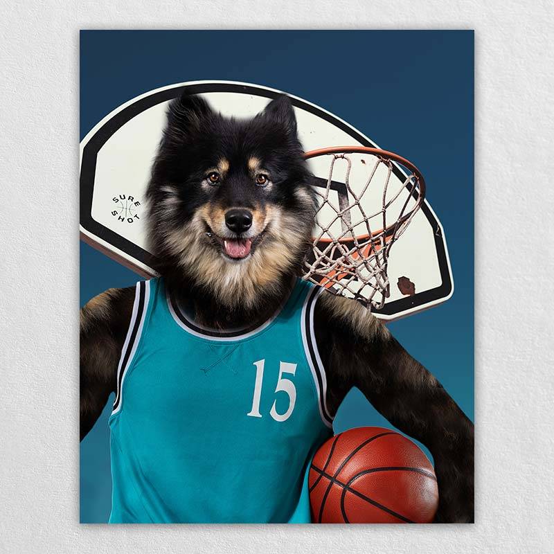 Basketball Players Art Pet Dog Portraits Funny