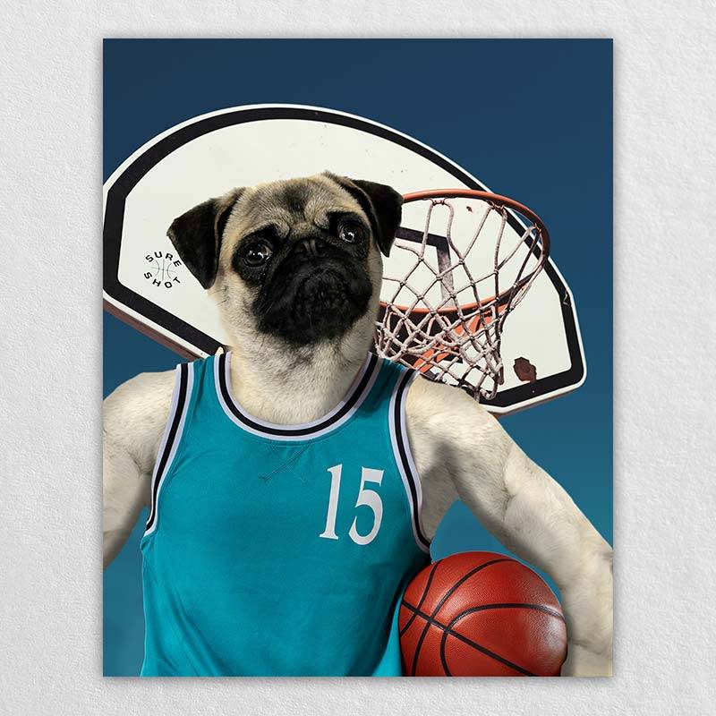 Basketball Players Art Pet Dog Portraits Funny