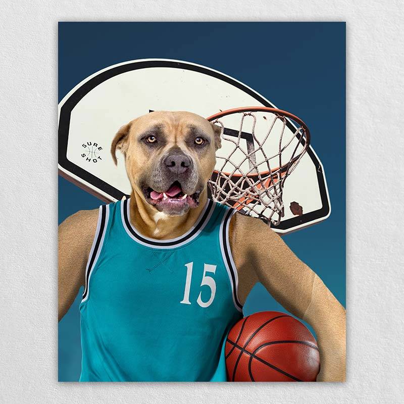 Basketball Players Art Pet Dog Portraits Funny