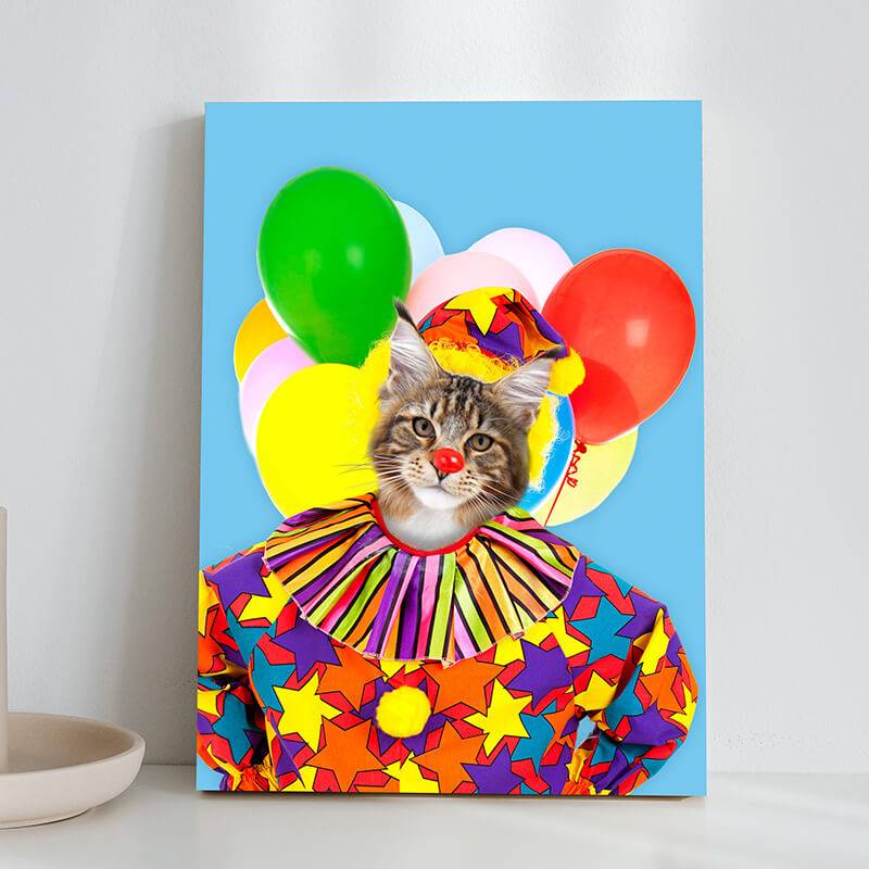 Colorful Clown Animal Portraits Dog Prints Wall Art