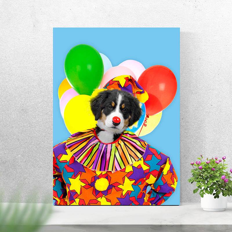 Colorful Clown Animal Portraits Dog Prints Wall Art