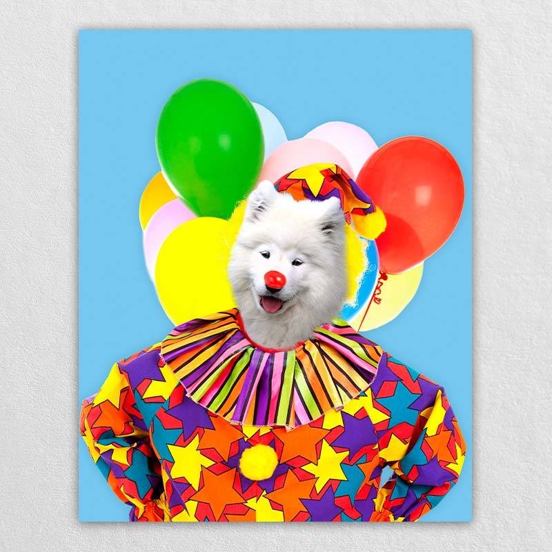 Colorful Clown Animal Portraits Dog Prints Wall Art