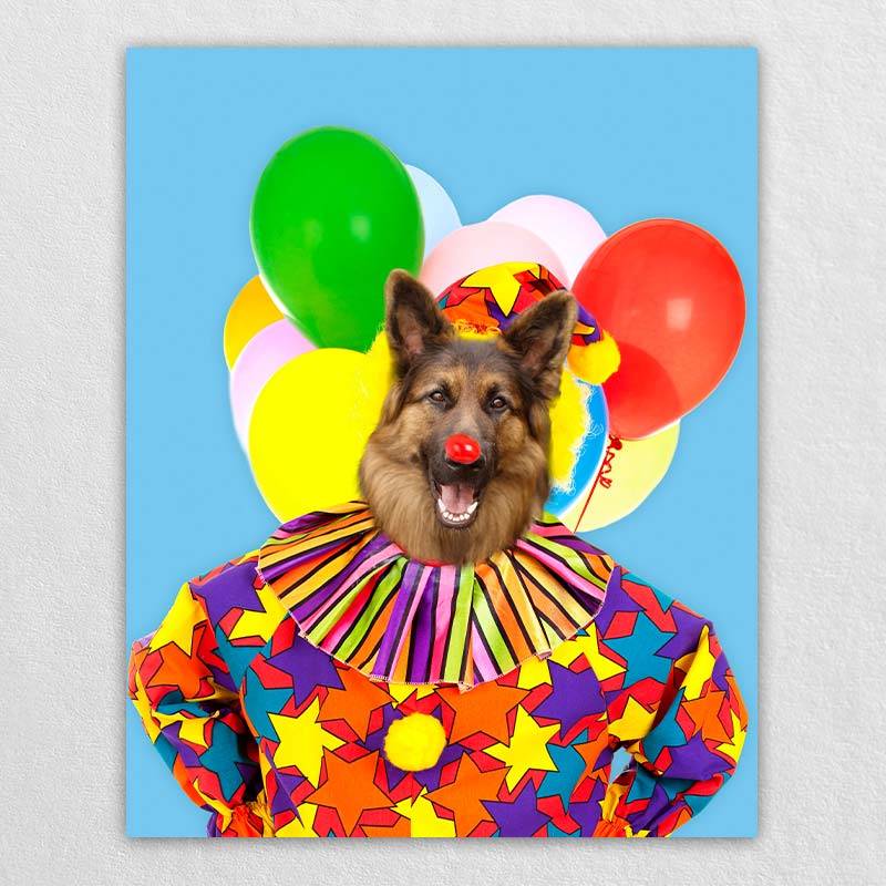 Colorful Clown Animal Portraits Dog Prints Wall Art