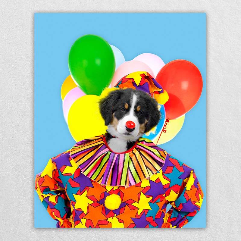 Colorful Clown Animal Portraits Dog Prints Wall Art