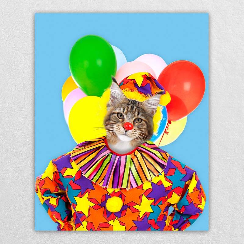 Colorful Clown Animal Portraits Dog Prints Wall Art