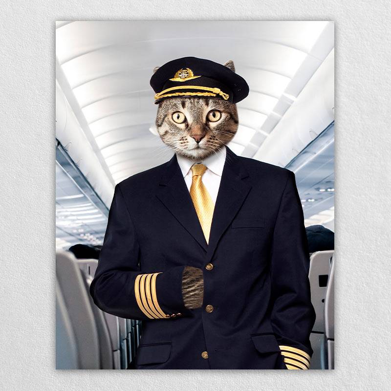 Flight Attendant Personalised Dog Prints Fancy Cat Portrait