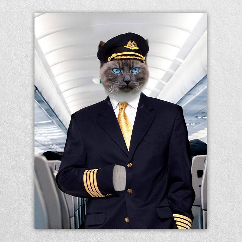 Flight Attendant Personalised Dog Prints Fancy Cat Portrait