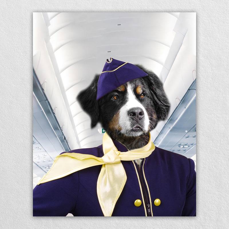 Flight Attendant Fancy Dog Portraits Cat And Dog Painting