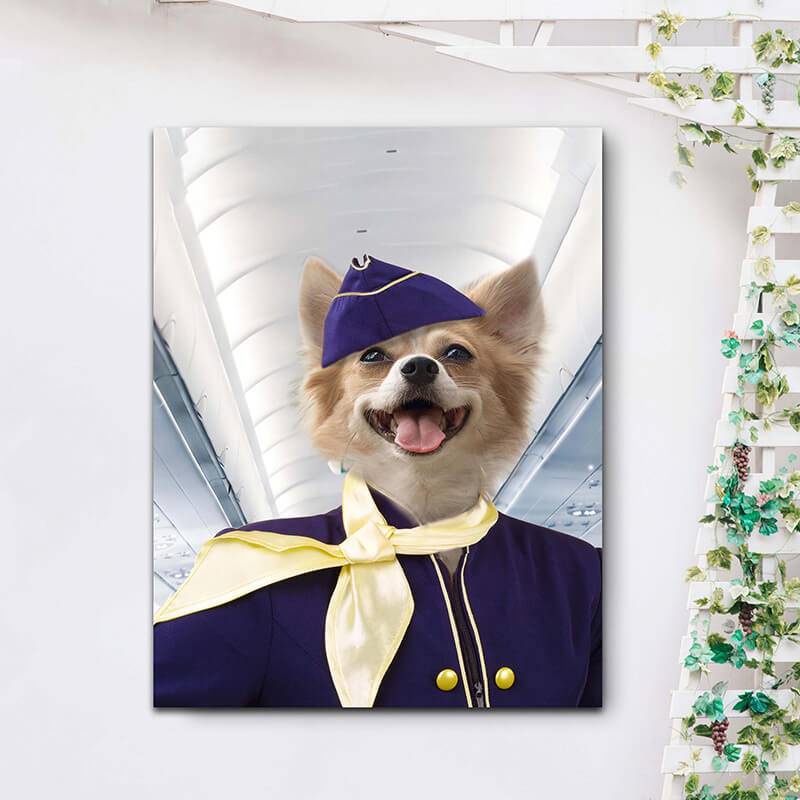 Flight Attendant Fancy Dog Portraits Cat And Dog Painting