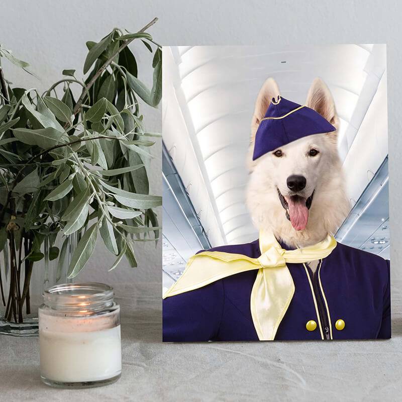 Flight Attendant Fancy Dog Portraits Cat And Dog Painting