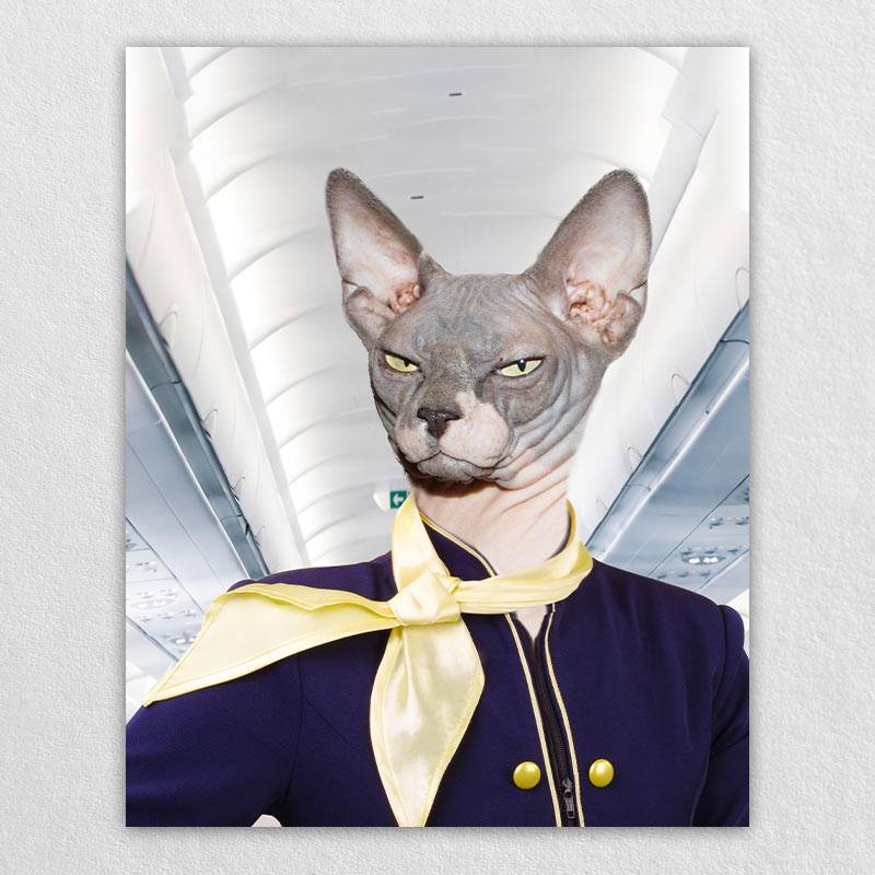 Flight Attendant Fancy Dog Portraits Cat And Dog Painting