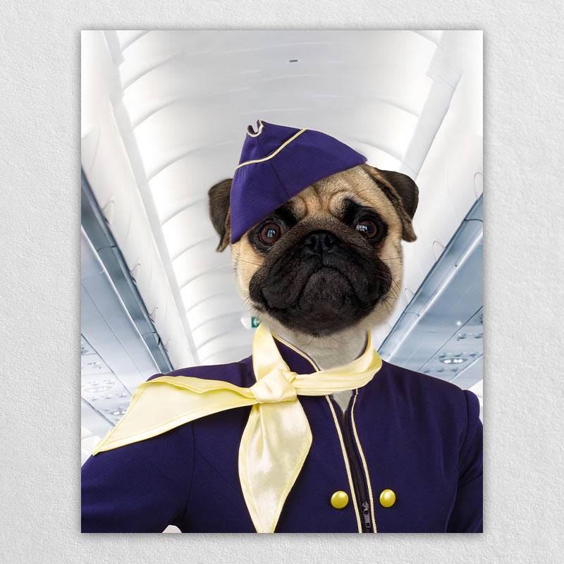 Flight Attendant Fancy Dog Portraits Cat And Dog Painting