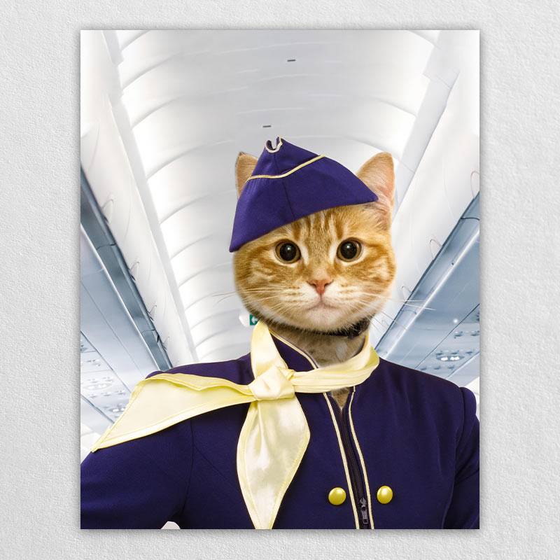 Flight Attendant Fancy Dog Portraits Cat And Dog Painting