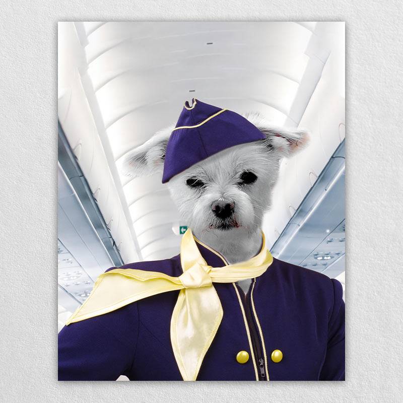 Flight Attendant Fancy Dog Portraits Cat And Dog Painting