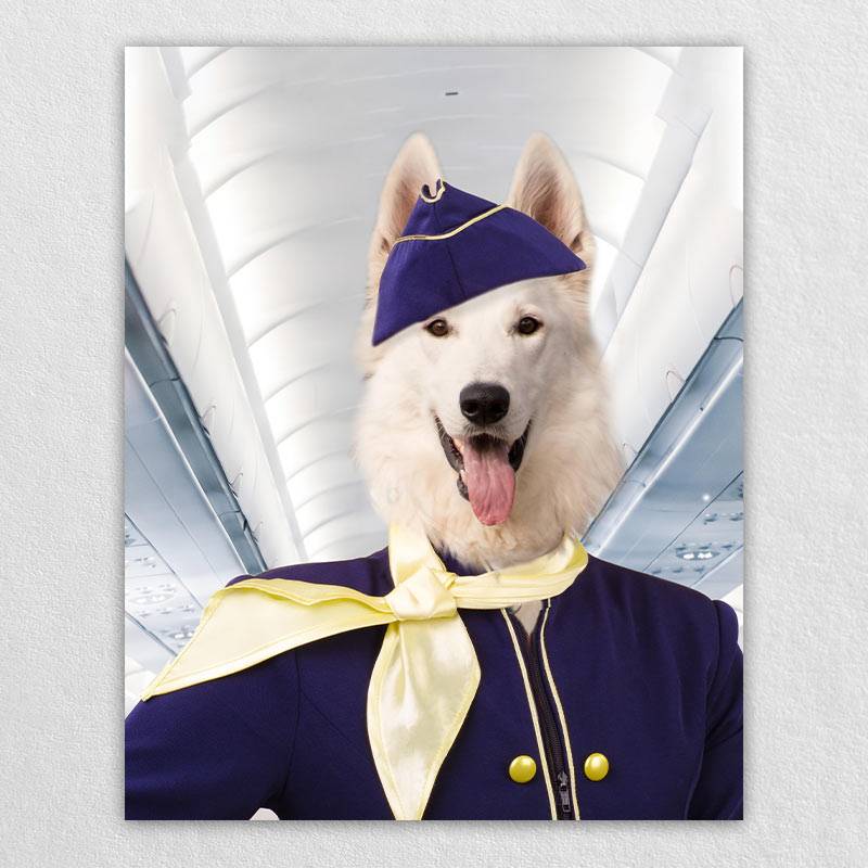 Flight Attendant Fancy Dog Portraits Cat And Dog Painting