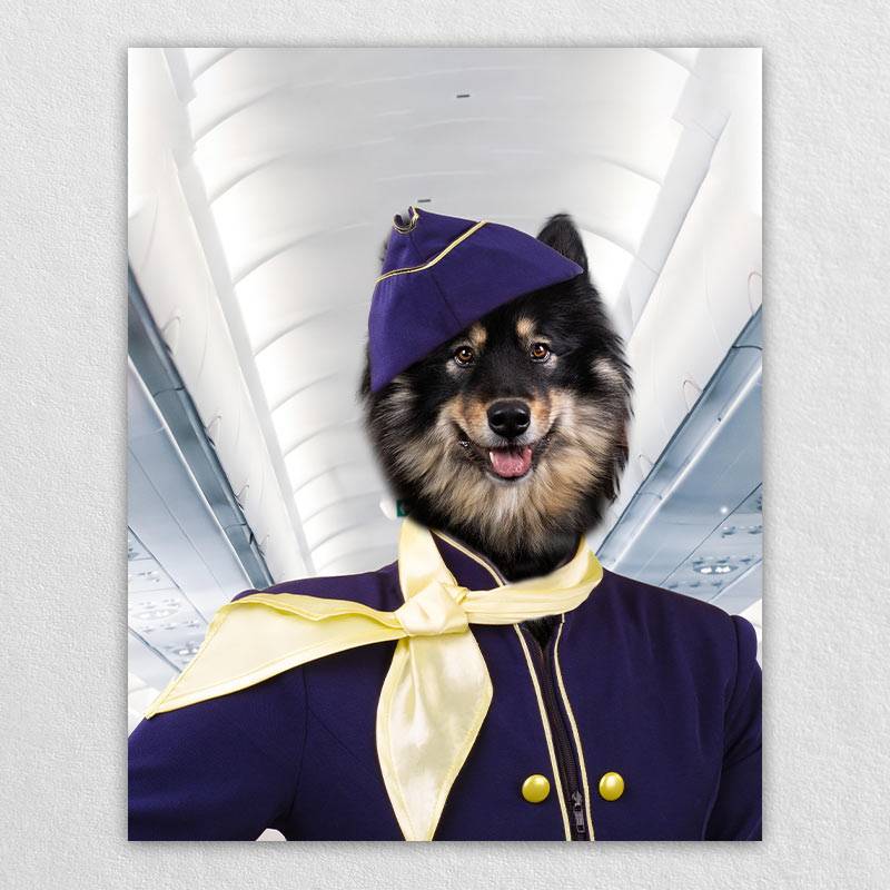 Flight Attendant Fancy Dog Portraits Cat And Dog Painting