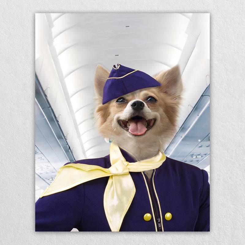 Flight Attendant Fancy Dog Portraits Cat And Dog Painting