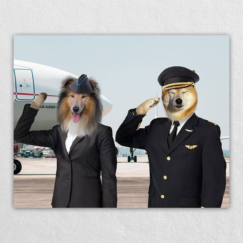 Flight Crew Cool Dog Paintings Canvas Pet