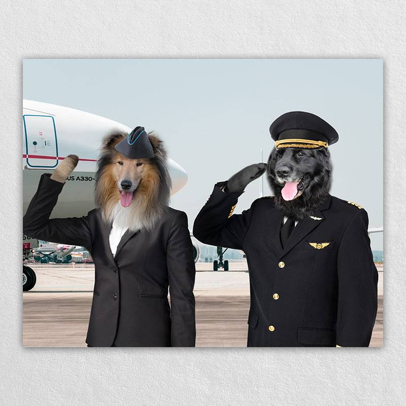 Flight Crew Cool Dog Paintings Canvas Pet