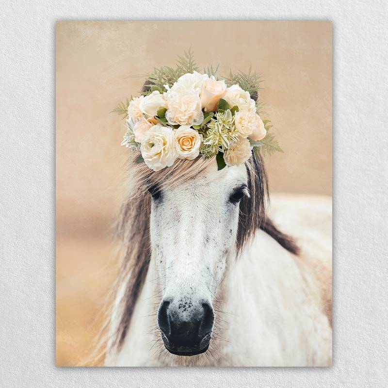 Roses Crown Animal Portraits Drawings Canvas Art