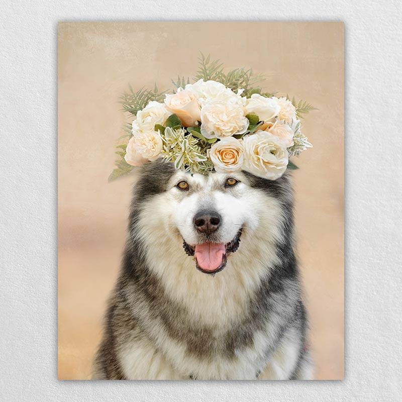 Roses Crown Animal Portraits Drawings Canvas Art