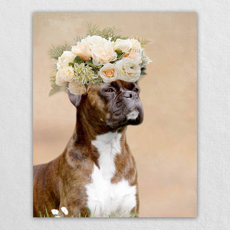 Roses Crown Animal Portraits Drawings Canvas Art