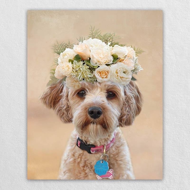 Roses Crown Animal Portraits Drawings Canvas Art