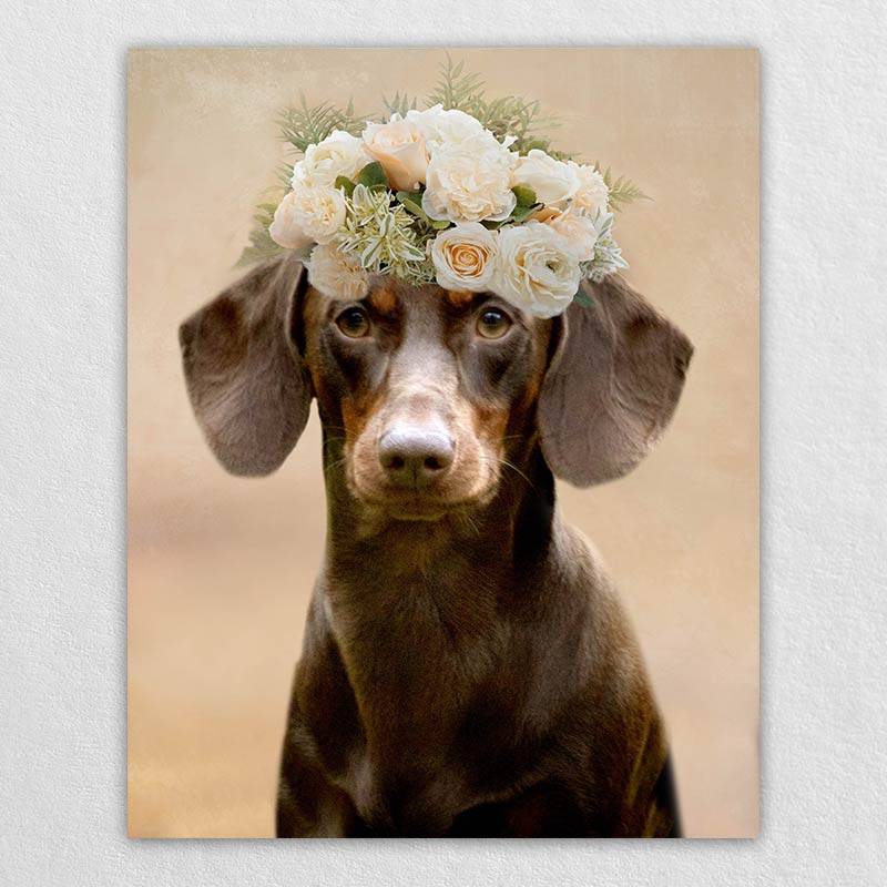 Roses Crown Animal Portraits Drawings Canvas Art